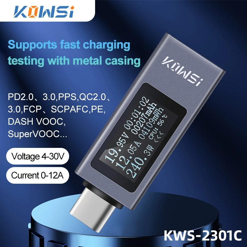 Usb Ammeter Tester - Type-C Current Voltage Monitor KWS-2301C DC