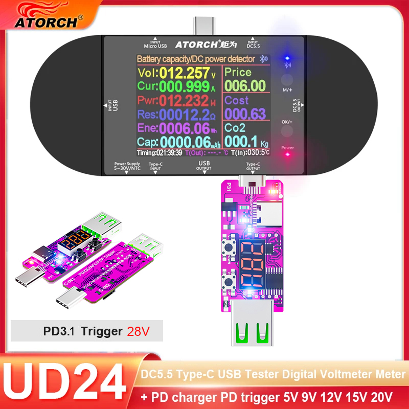 5-32V USB tester DC 5.5 Type-C - Usb Ammeter Tester ulasan dan harga