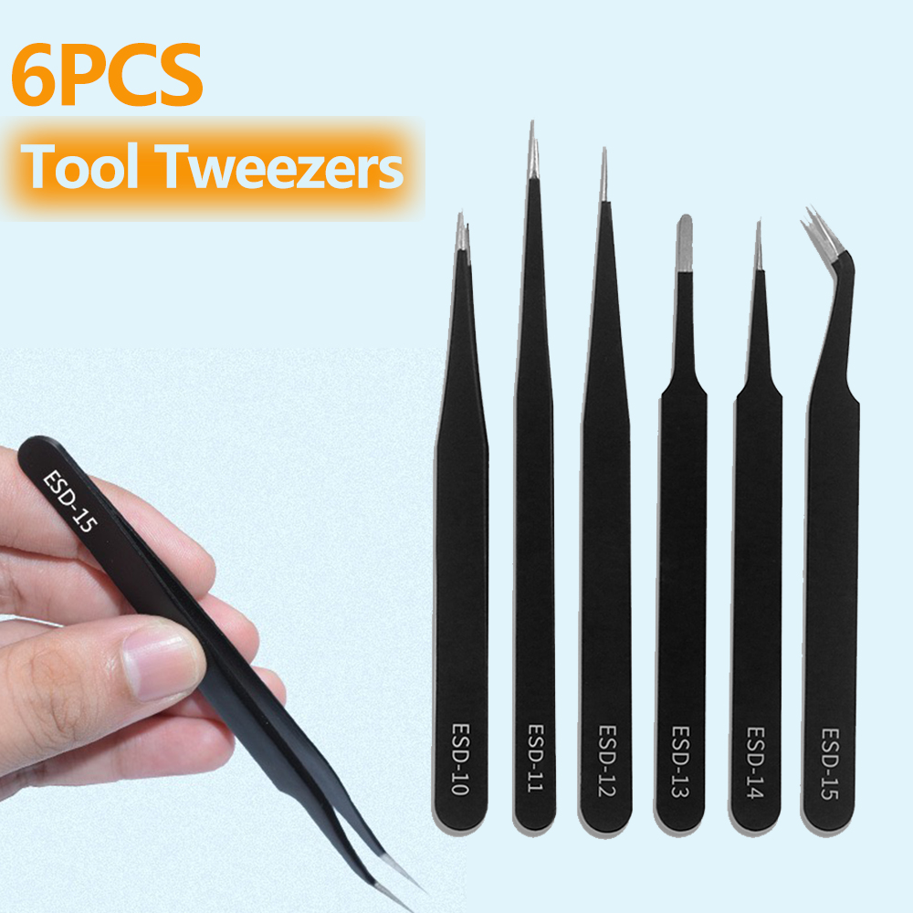 6pcs Precision Tweezers Set ES - Elektronik Repair ulasan dan harga