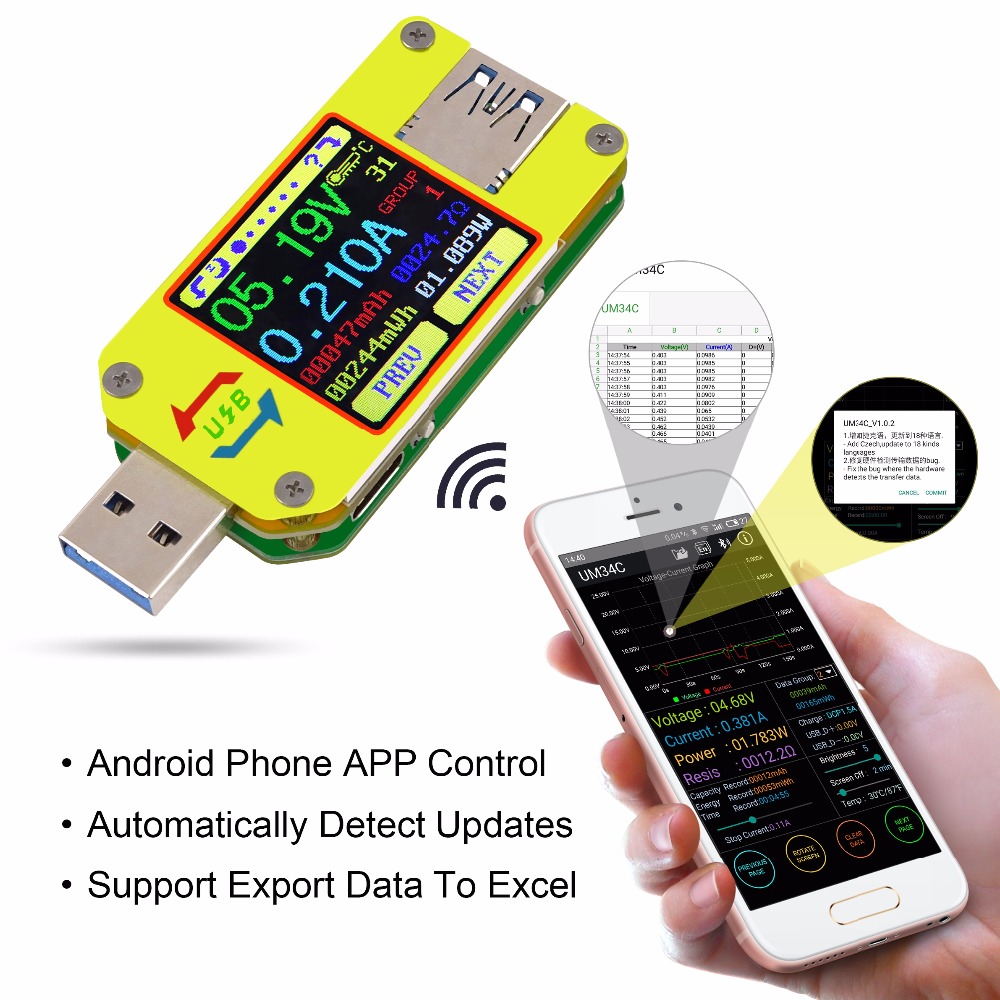 UM Series USB Color Display Te - Usb Ammeter Tester ulasan dan harga