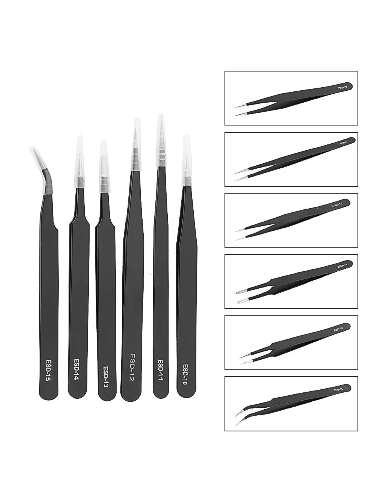 6pcs Precision Tweezers Set ES - Elektronik Repair ulasan dan harga