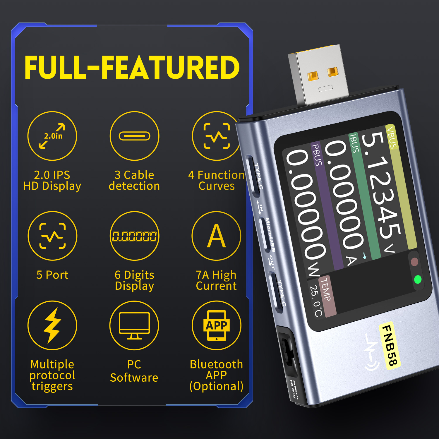 FNIRSI-FNB58 USB Voltage Teste - Usb Ammeter Tester ulasan dan harga