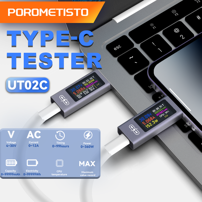 UT02C USB Color Screen Type-C  - Usb Ammeter Tester ulasan dan harga