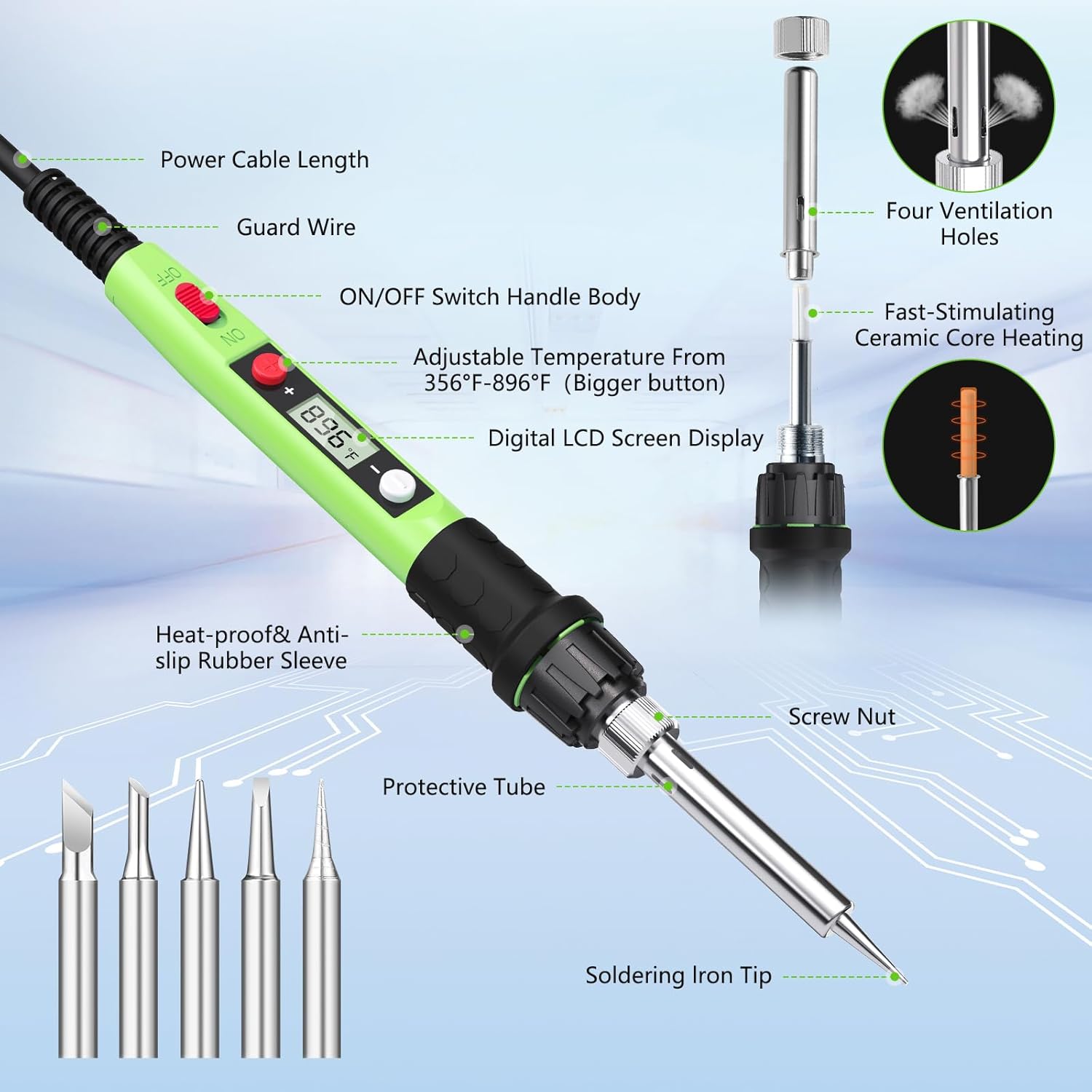 80W LCD Digital Soldering Iron - Electronics Repair Tool ulasan dan harga